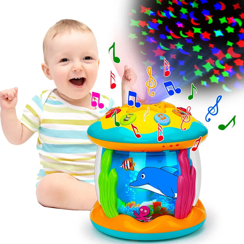 Brinquedos de bebê 3 a 6 anos , Luz oceânica ,luz projetor rotativo, brinquedos musicais, brinquedos sensoriais educativos para presentes das crianças