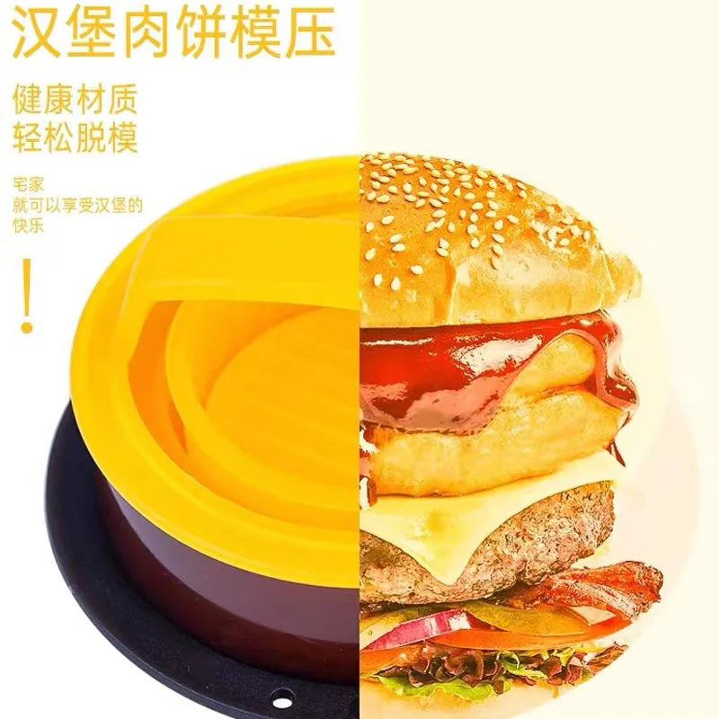 3 In 1 Round Shape Non-Stick Stuffed Hamburger Mold Beef Veggie Hamburger Meat Press Making Meat Presses Blotting Oil Paper