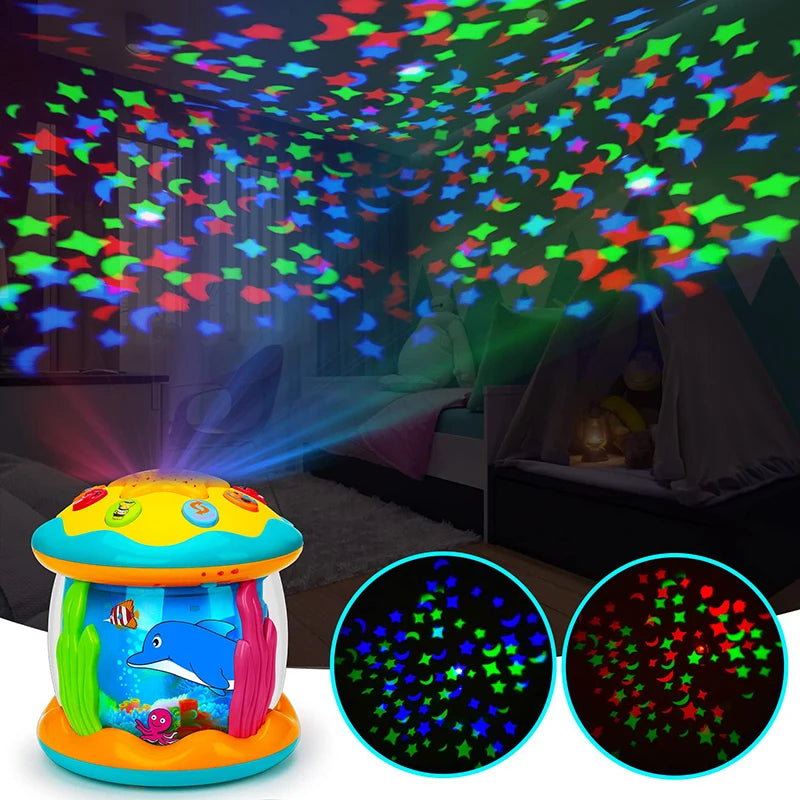 Brinquedos de bebê 3 a 6 anos , Luz oceânica ,luz projetor rotativo, brinquedos musicais, brinquedos sensoriais educativos para presentes das crianças